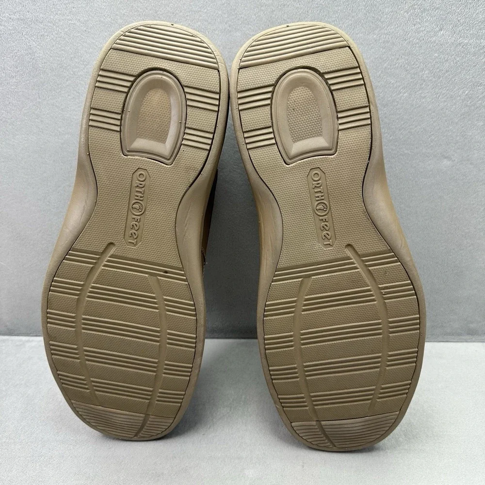 OrthoFeet Baton Rouge Mens Size 11 (2E) WIDE Boat Shoes Brown Leather Orthopedic